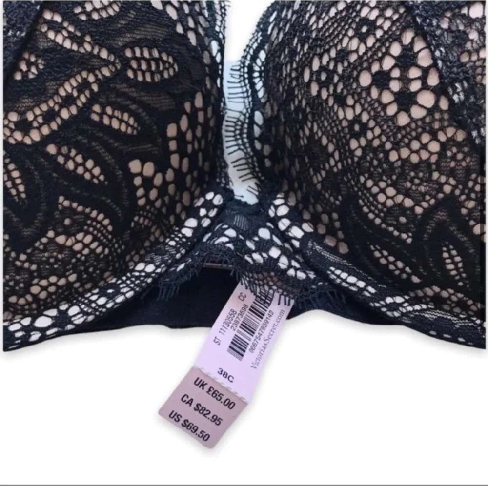 NEW! Victoria’s Secret black push-up bra with lace top attached - Picture 3 of 16